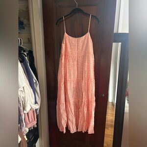 Pink Gingham Maxi Dress